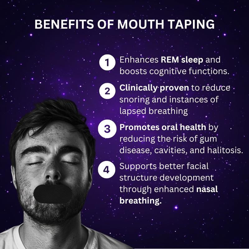 Mouth Tape (30 Pack) Black Soft Grade Fabric, Strong Hypoallergenic Adhesive, Sports Accessories, One Month 2Supply,